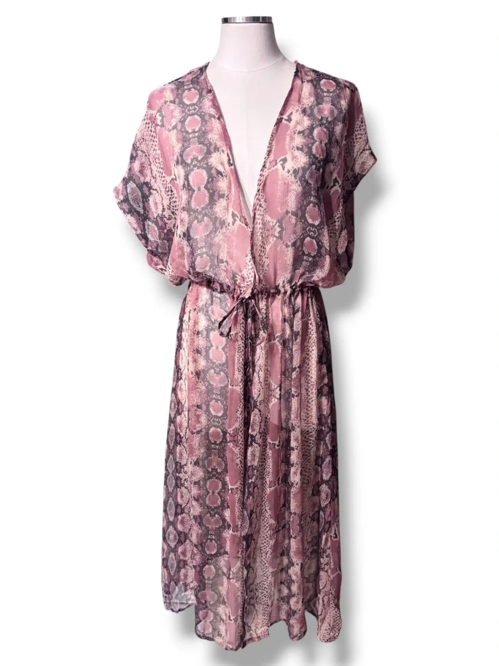 BETSEY JOHNSON Pink Snake Bite Tie Front Duster